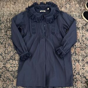 Doen Navy Blue Mini Dress with Lace Details